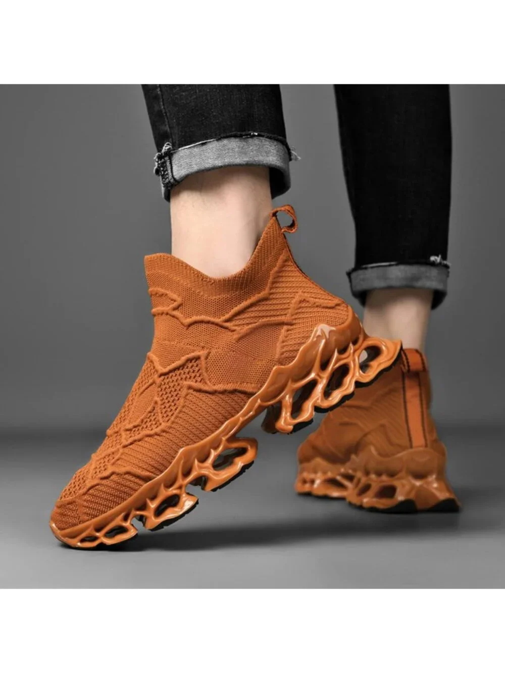 🆕Men's Brown Slip on Loafers Walking Tennis Shoes Running Blade Sneakers